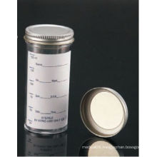 FDA Registered and CE Approved 100ml Sample Containers with Metal Cap and Printed Label